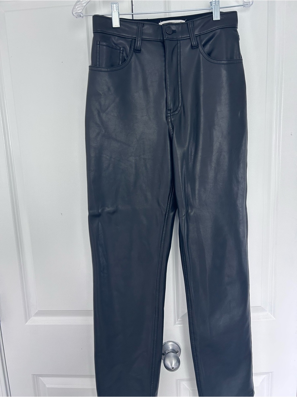 Abercrombie & Fitch Black Faux Leather Straight-Leg Pants
